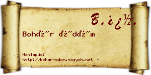 Bohár Ádám névjegykártya