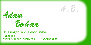 adam bohar business card